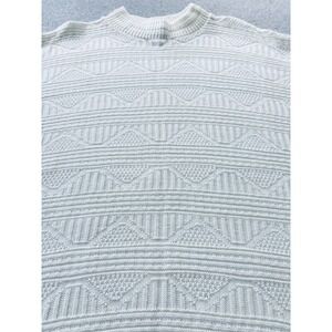 Vintage 80s Spunky Textured Knit Sweater Cream Made in USA Oversized One Size